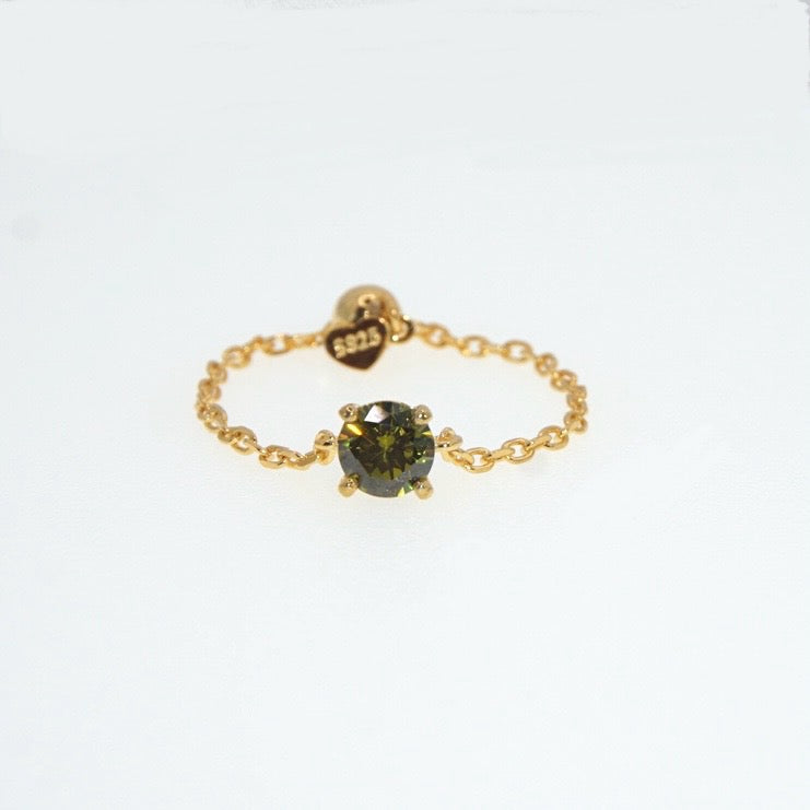 Birthstone Chain Ring