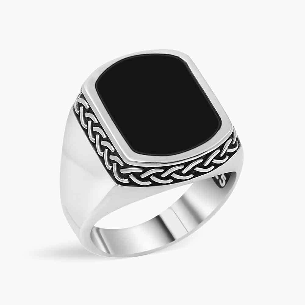 Turkish Titan Black Aqeeq Ring