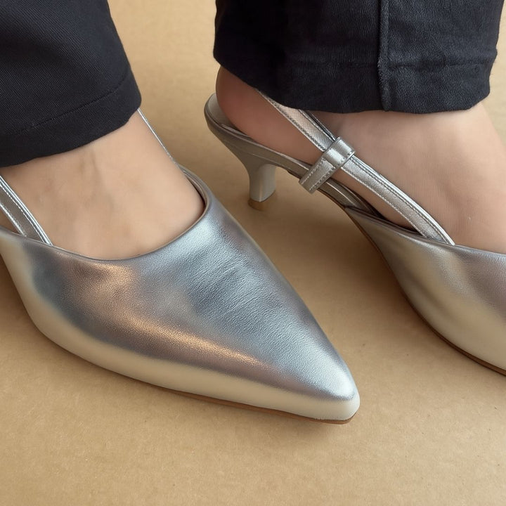DELINA SLINGBACK HEELS (SILVER)
