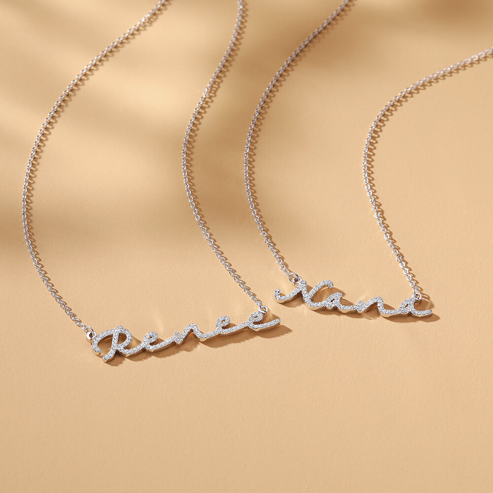 Zircon Infused Signature Name Necklace