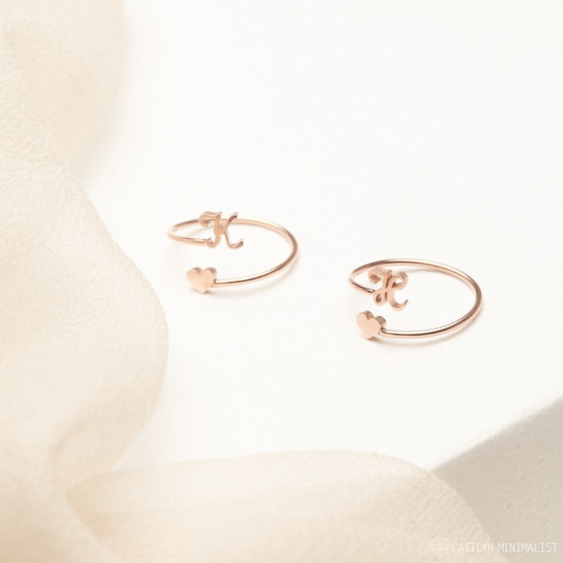 Dainty Cute intial Ring