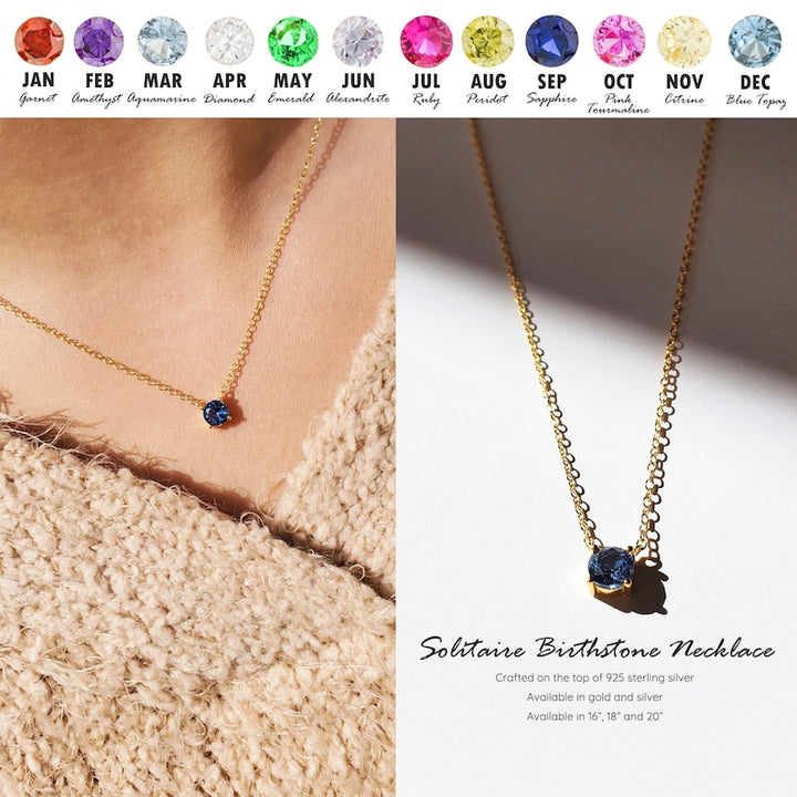 Solitaire Birthstone Necklace