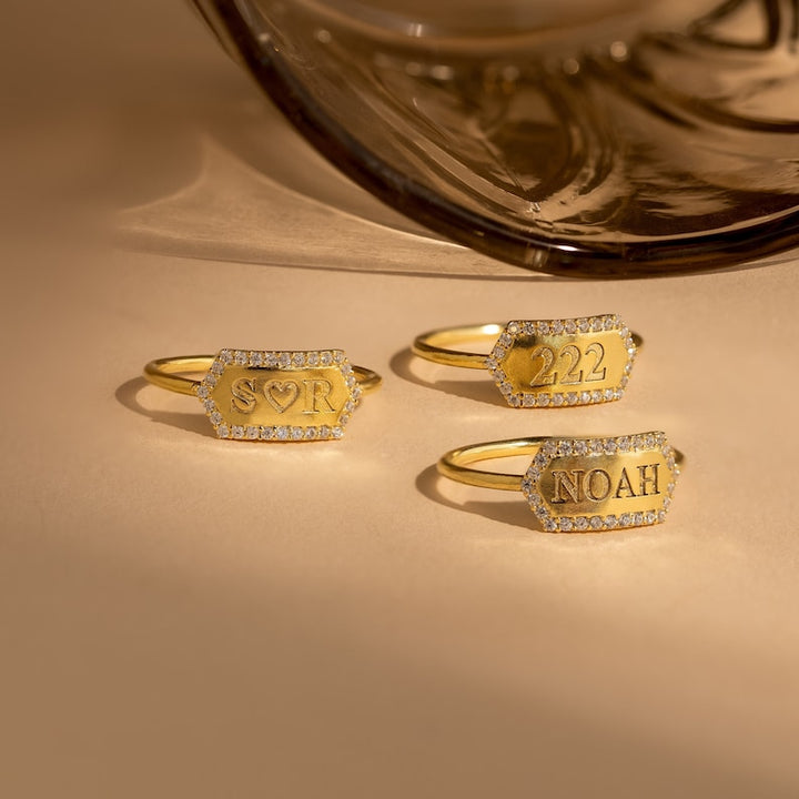 Radiant Initial Name Ring