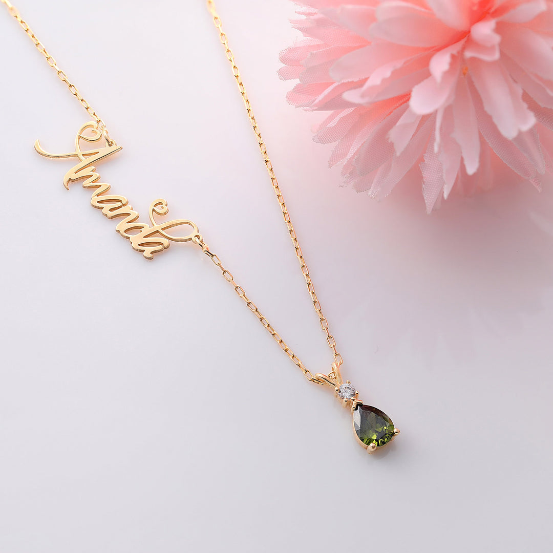 Anya Birthstone Name Necklace