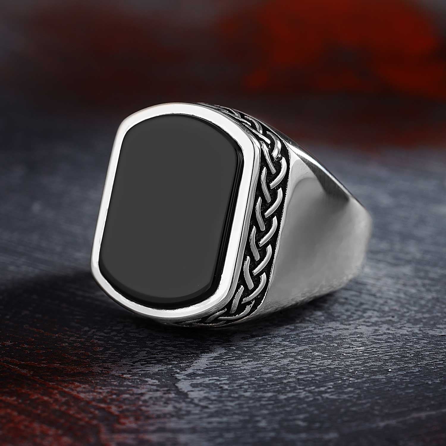 Turkish Titan Black Aqeeq Ring