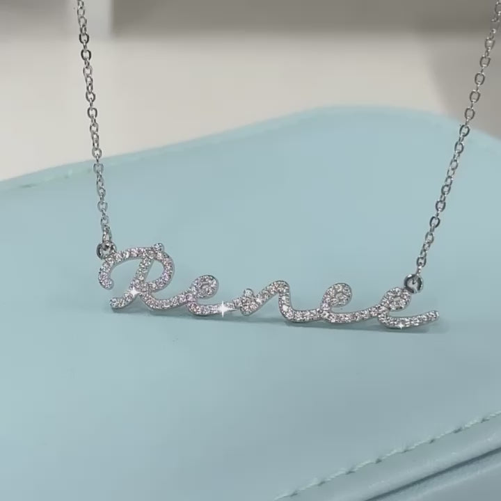 Zircon Infused Signature Name Necklace