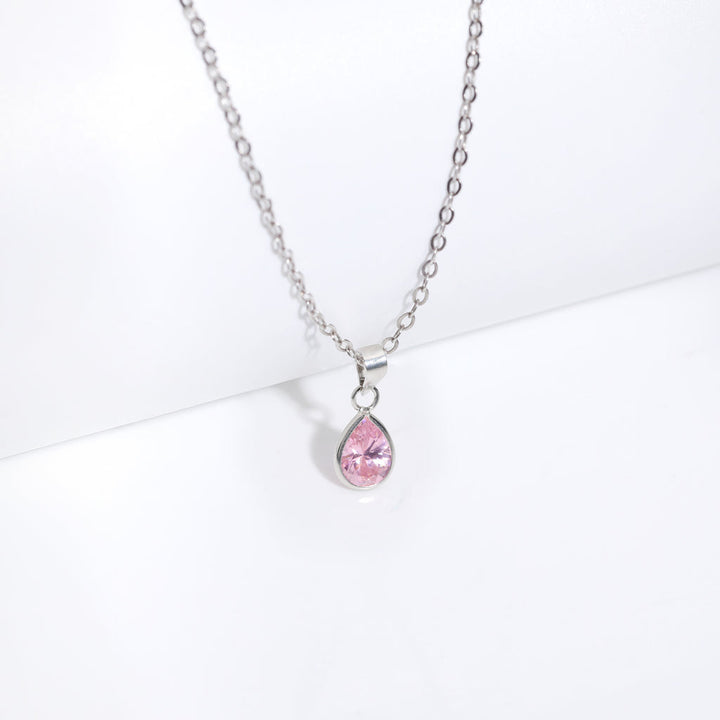 GRACIOUS PINK DROP PENDANT - 925 SILVER