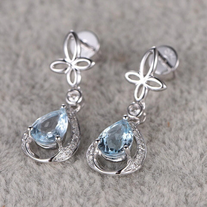Aquamarine Dangle Earrings - 925 SILVER - SENSATION Pakistan