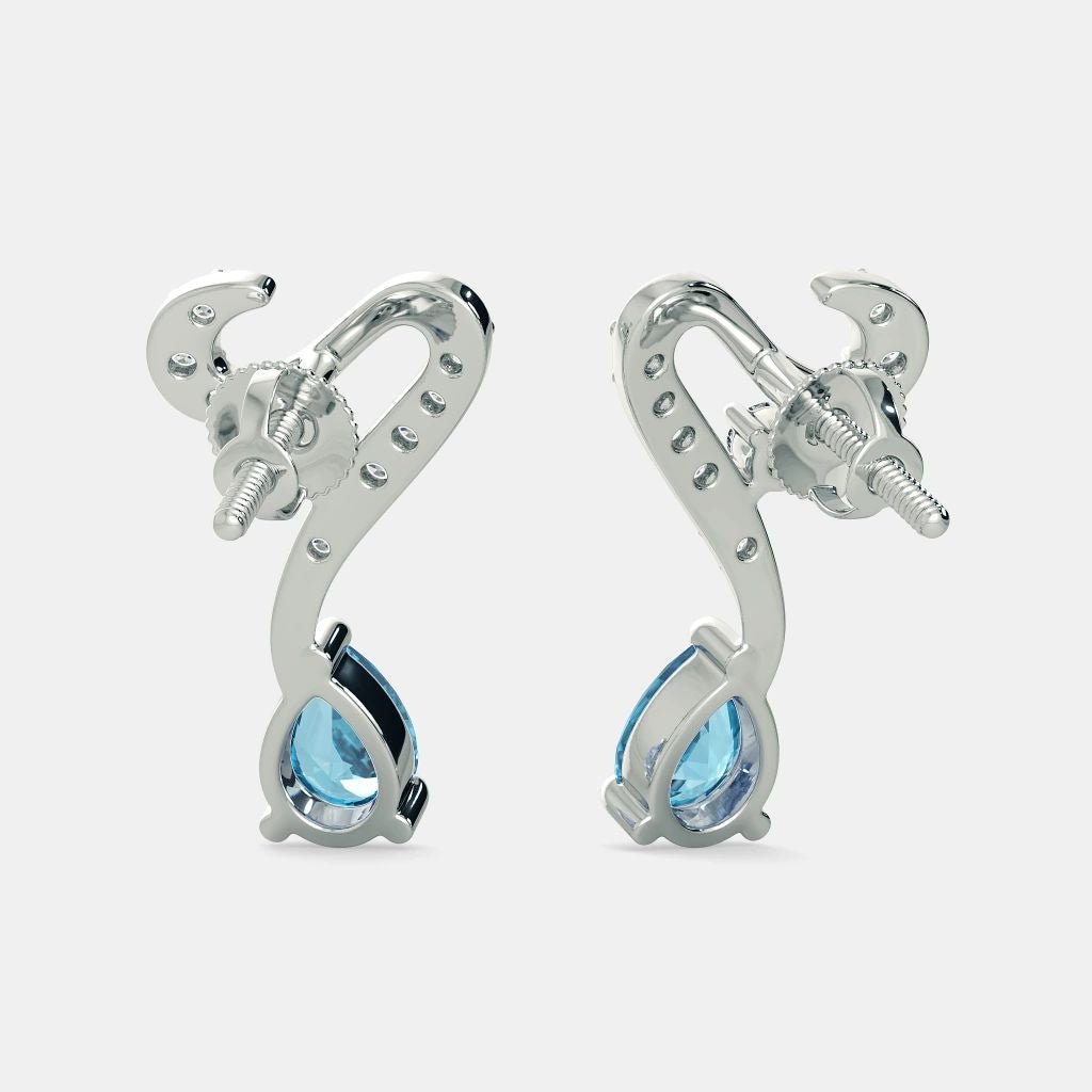 Blue Topaz Diamond Earrings -925 SILVER - SENSATION Pakistan