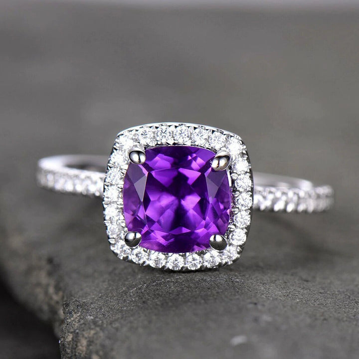 Cushion Cut Purple Amethyst Ring - 925 SILVER - SENSATION Pakistan