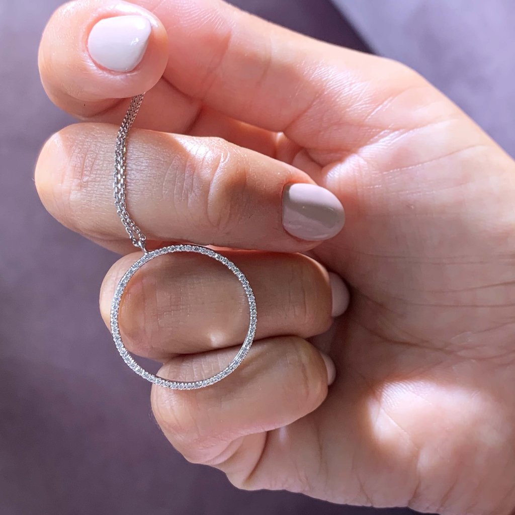 DIAMOND HOOP PENDANT - 925 SILVER - SENSATION Pakistan