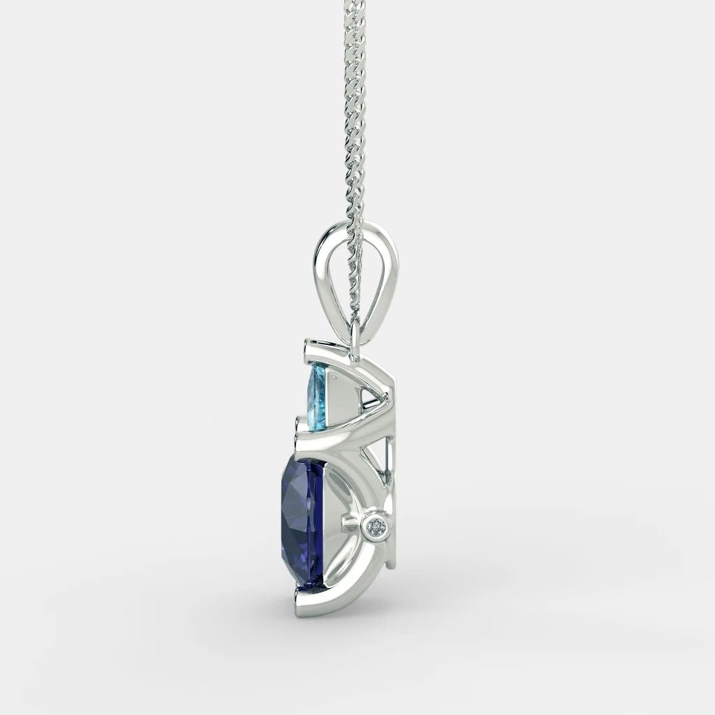 Diana Blue Sapphire Necklace - 925 SILVER - SENSATION Pakistan