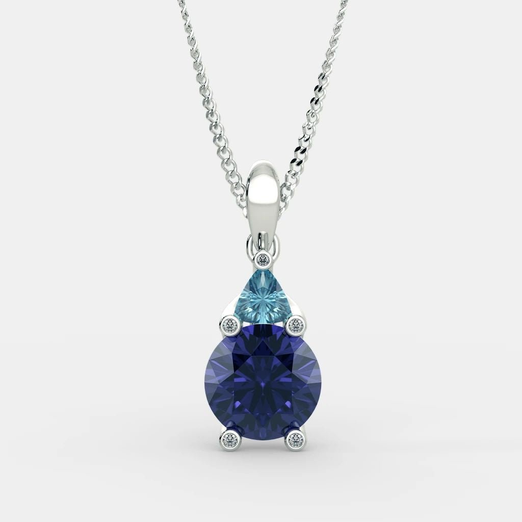Diana Blue Sapphire Necklace - 925 SILVER - SENSATION Pakistan