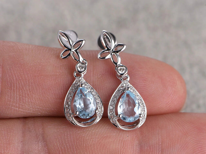 Aquamarine Dangle Earrings - 925 SILVER