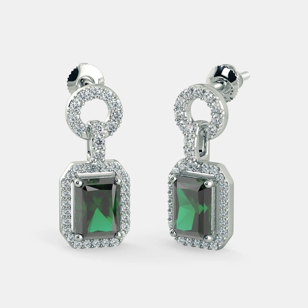 Emerald Cut Zircon Earrings - 925 SILVER - SENSATION Pakistan