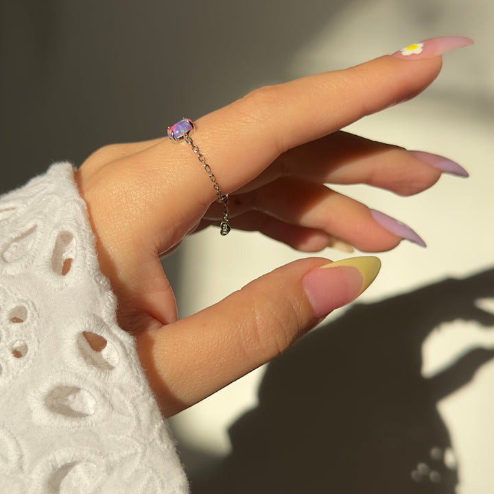 Crystal Cascade Opal Ring