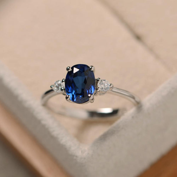 Silver ring with sales sapphire stone