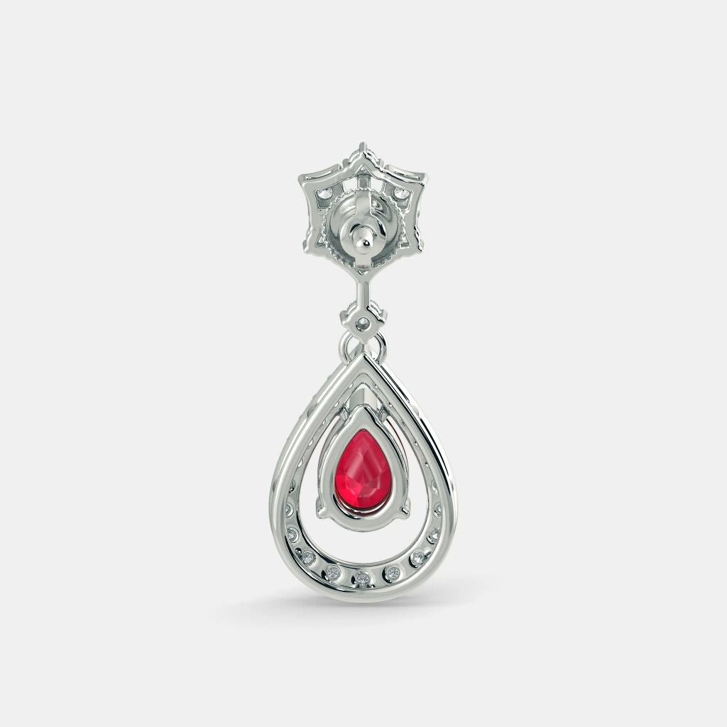 RED RUBY DIAMOND EARRING - 925 SILVER - SENSATION Pakistan