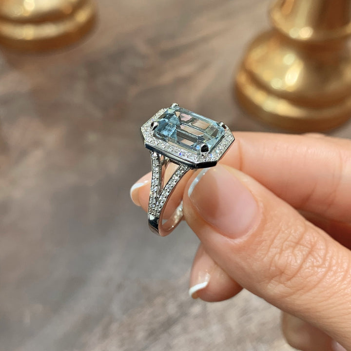 VINTAGE AQUAMARINE RING - 925 SILVER - SENSATION Pakistan
